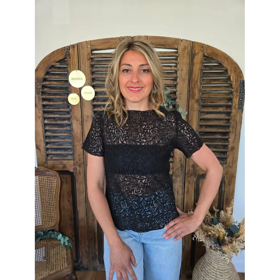 Blouse Victoire dentelle noir