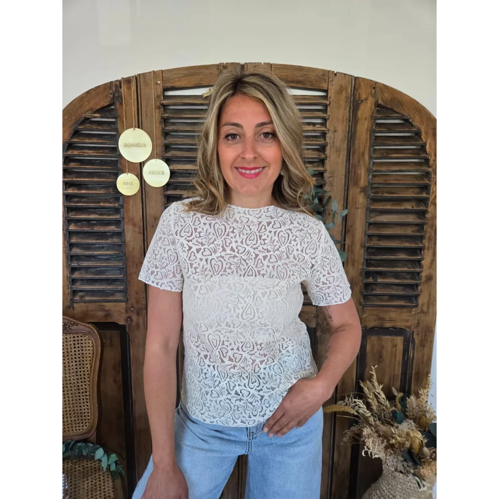 Blouse Victoire dentelle beige
