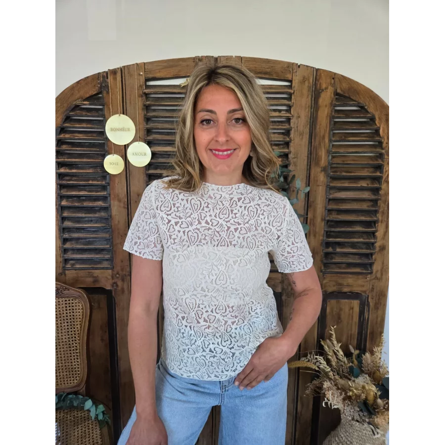 Blouse Victoire dentelle beige