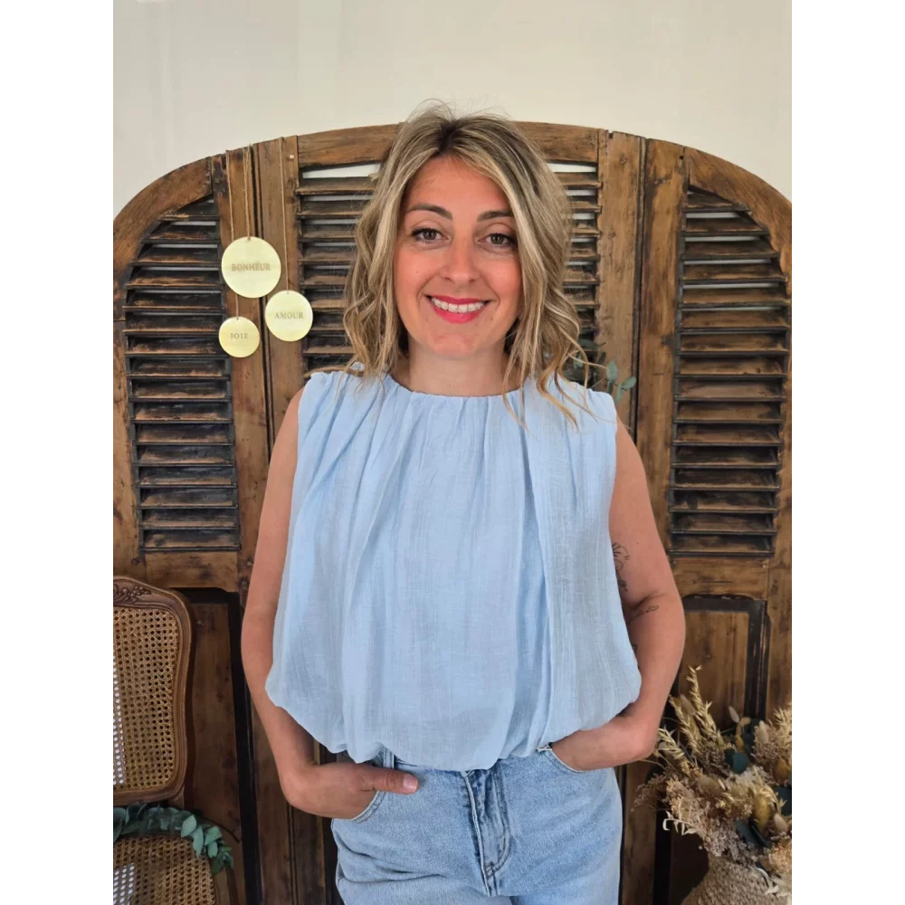 Blouse boule Olivia bleu