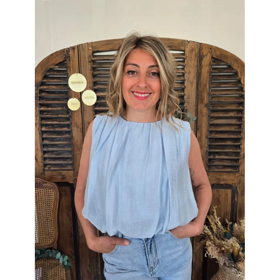 Blouse boule Olivia bleu