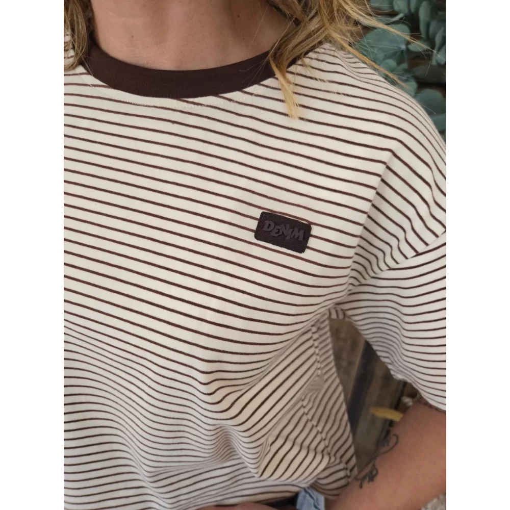 T-shirt Arnaud rayé beige et choco