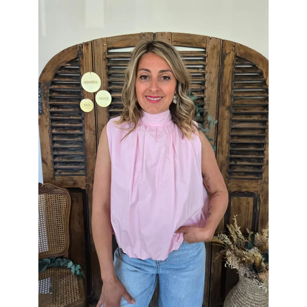 Blouse Nina dos nu rose