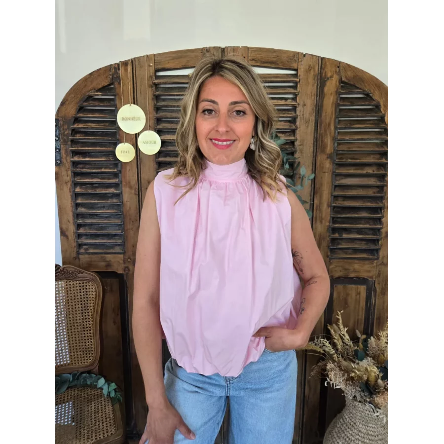 Blouse Nina dos nu rose