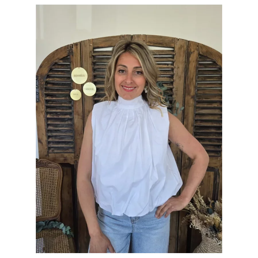 Blouse Nina dos nu blanc