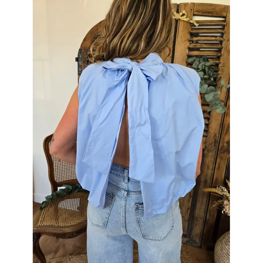 Blouse Nina dos nu bleu