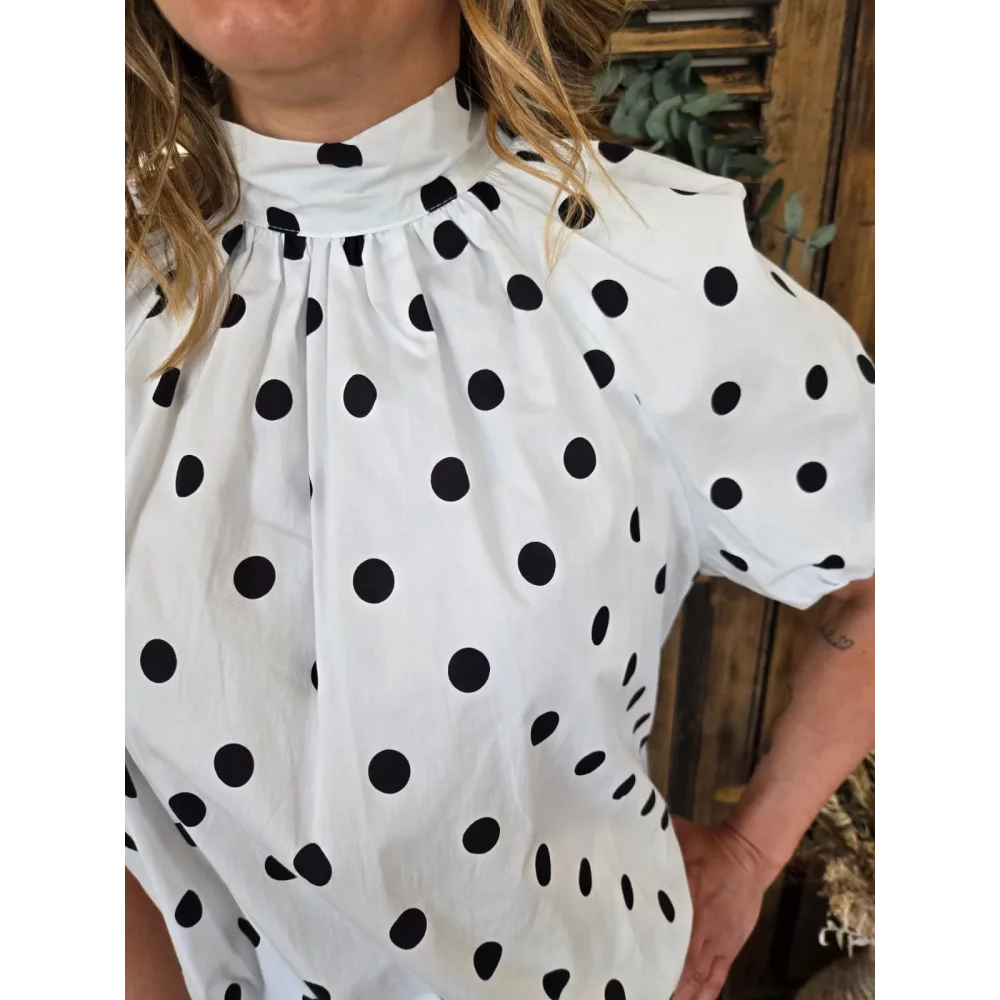 Blouse Emma blanc pois noir