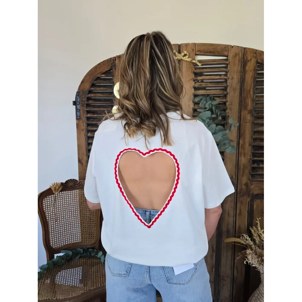 T-shirt blanc dos nu coeur