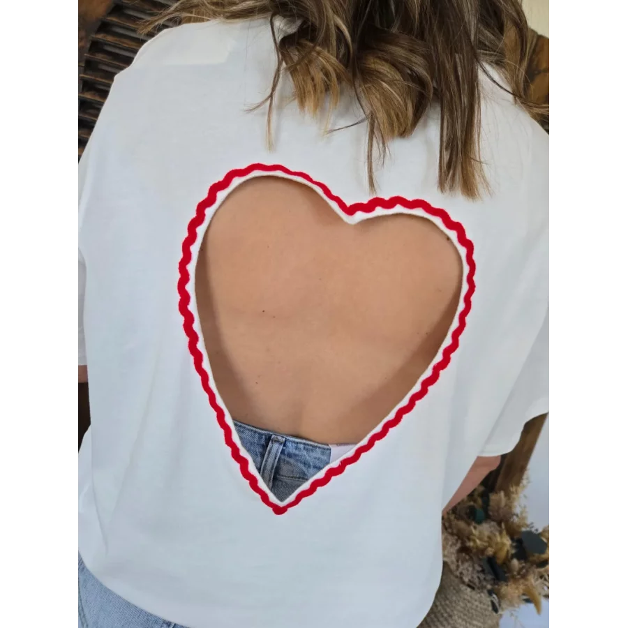 T-shirt blanc dos nu coeur