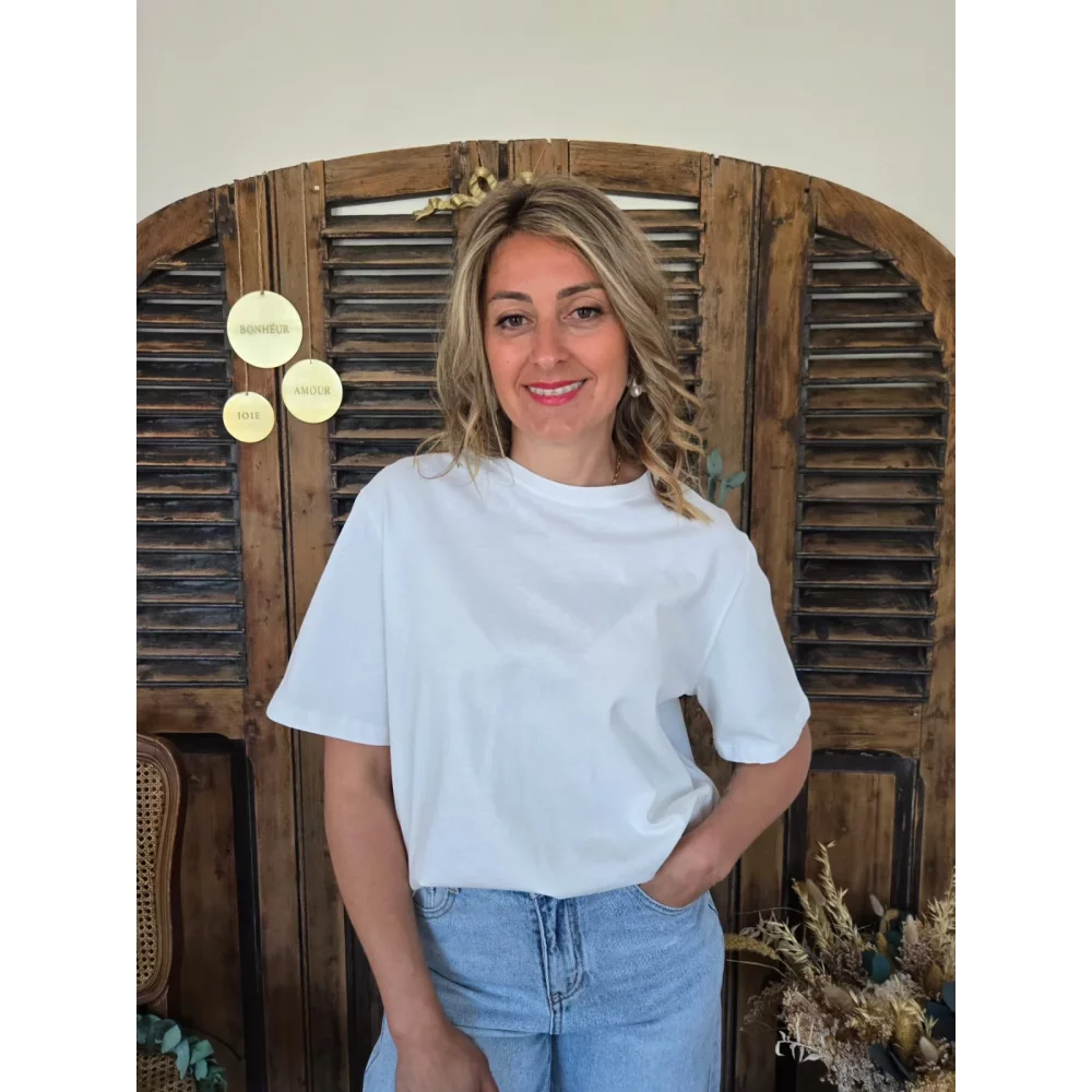 T-shirt blanc dos nu coeur