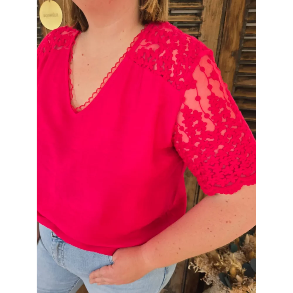 Blouse Tiffany fuchsia dentelle