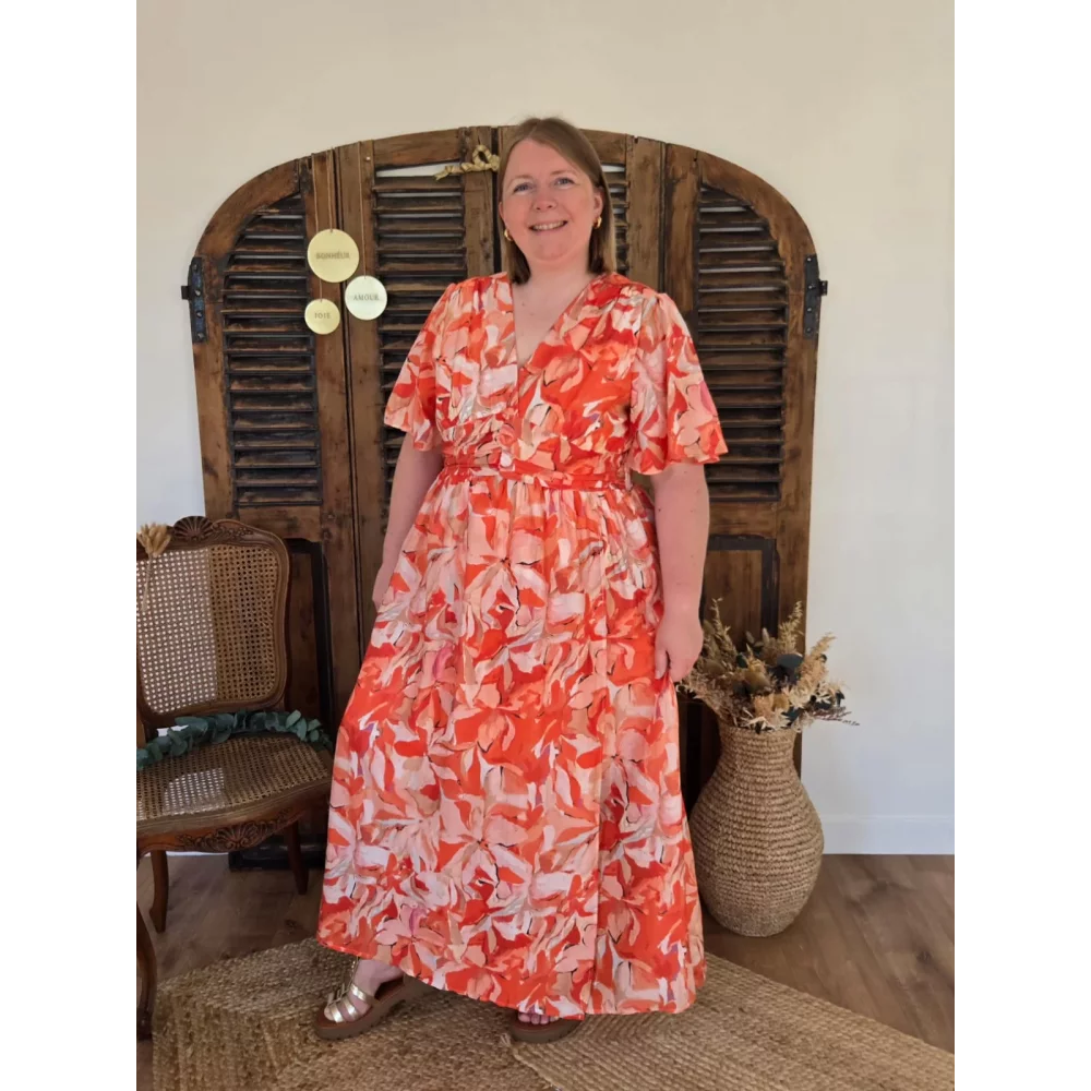 Robe longue Betanie voile orange