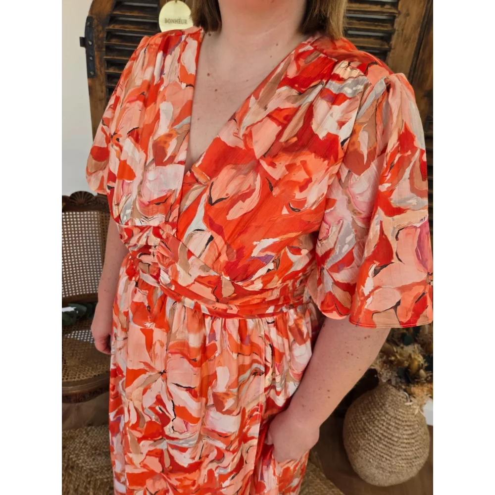 Robe longue Betanie voile orange