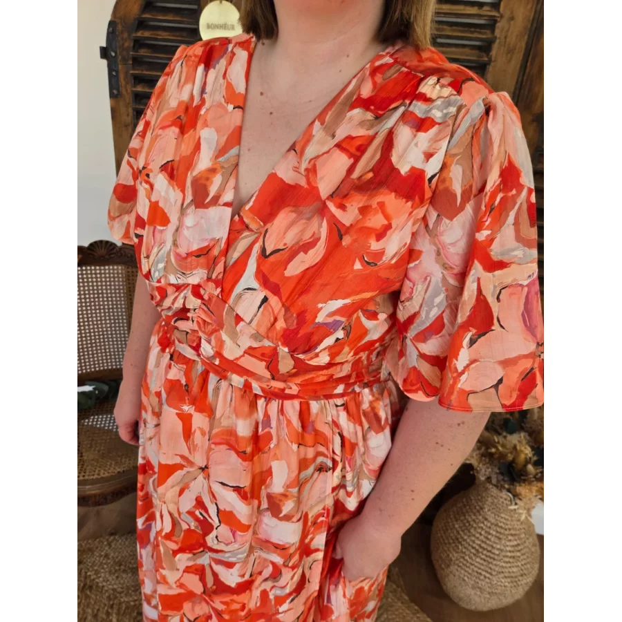 Robe longue Betanie voile orange
